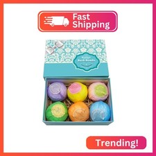 Bath Bombs Gift Set - 6 XXL Bubble Bath Fizzies 4.1 oz Each with Natural Dead