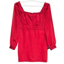NWT Lulus Dress Satin Y2K Party Cocktail Going Out Square Neck Mini Red Medium