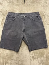 Vtg Wrangler Denim Jean Shorts Mens Sz 40 Black Faded 90s Made in USA Grunge