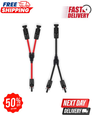 Solar Connectors Y Branch Parallel Adapter 10AWG Cable for Solar Panel (Red & Bl