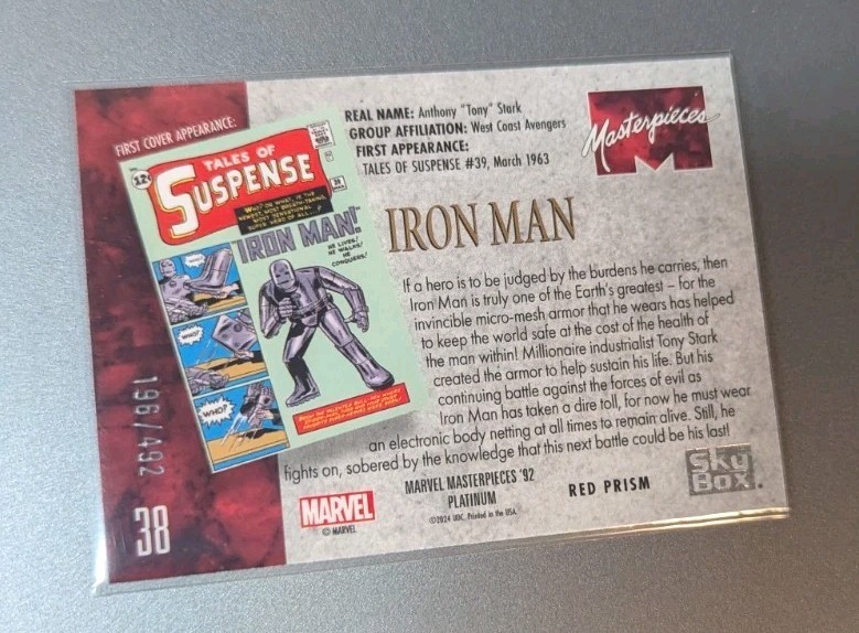 2024 Marvel Masterpieces 92 Platinum * IRON MAN #38 RED