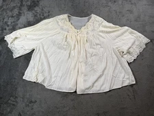 Vintage Shadowline Bed Jacket Womens XL Ivory Sheer Lace Peignoir Made USA