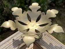 Vintage Brass Pedestal Fruit Bowl Hammered Planter Floral Footed Dish