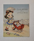 Vintage Birthday Greeting Card Girl With Carriage Stroller Pram & Parasol — photo 1