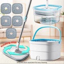 360°Rotating Square Mop Microfiber Spin Mop Bucket System Bucket Floor Cleaner