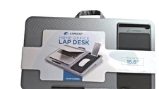LAPGEAR Home Office Lap Desk with Laptop Storage, Silver Carbon