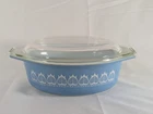 Vintage Pyrex Blue Tulip 1.5 Qt Oval Casserole #043 With Lid