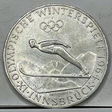 1964 Austria 50 Fifty Schilling Silver Coin - gExtremely Fine - Winter Olympics