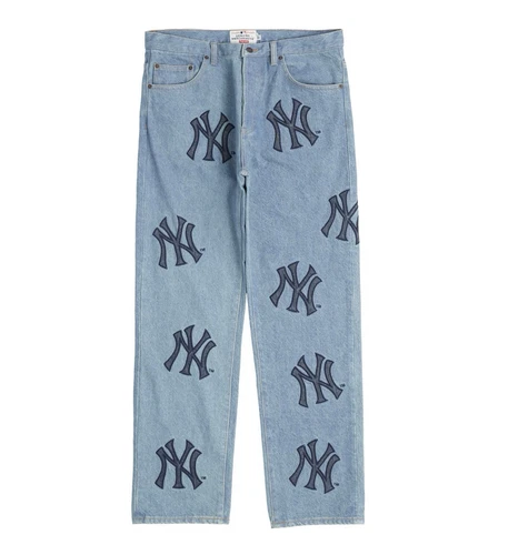 Taille 32 Jean régulier bleu Supreme x New York Yankees AUTHENTIQUE