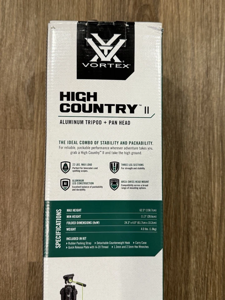 Vortex Optics High Country II Tripod Kit Aluminum Tripod Pan Head - Image 2 of 4