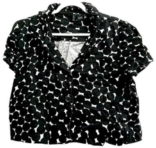 New Directions XL black white geometric buttoned stretch short sleeve jacket