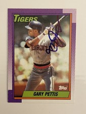 Gary Pettis SIGNED 1990 Topps #512 IP AUTO Detroit Tigers TOUGH AUTO
