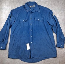 Bulwark FR Shirt Mens XL Flame Resistant Long Sleeve Blue Cotton Nomex