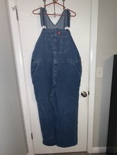 NWT NEW DICKIES Bib Overalls Men's Denim Bibs Blue Jean Size 44 x 32 Zip Fly