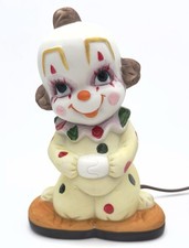 Vintage Lefton Ceramic Clown Nursery Lamp   1970s, Hand-Painted