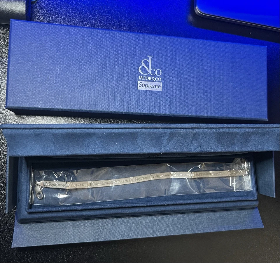 NEW Supreme Jacob & Co Logo Link Bracelet Sterling Silver | Size L/XL - Image 4 of 4