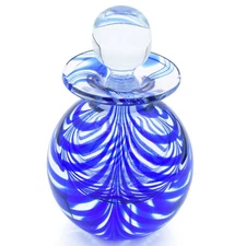 Vintage MMA Blue Swirl Art Glass Perfume Bottle Decanter Stopper Museum Replica