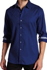 NWT ROBERT GRAHAM BORSI MEN'S NAVY CLASSIC FIT CASUAL SHIRT SIZE:Large, 198.00.