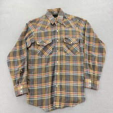 Vintage Lee Shirt Mens Medium Plaid Western button Cowboy Long Sleeve 70s 80
