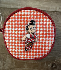 Vintage 1996 Bobs Big Boy Round Plastic Red & White Zipper Coin Pouch Case Bag