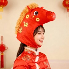 Plush Horse Hat Animal Stuffed Cap for Stage Performances Night Clubs Winter