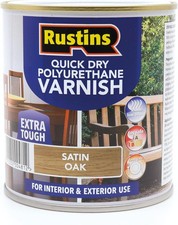 RustinsQuick Dry Poly Varnish Satin Oak 500ml -Tough, Water-Based Clear Finish 