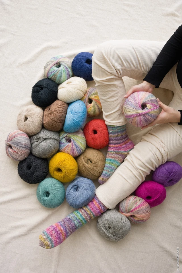 Lana Grossa Meilenweit 100g Alpaca print Sockenwolle 4fach Stricken (159,50€/kg) - Bild 3 von 3