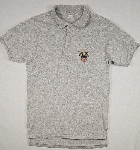 Vtg 90s West Point Gray Polo MVP Corp USA Military Academy Crest Embroidered Lrg