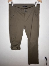 Prana Olive Green Convertible Pants Nylon Hiking Outdoor Women Size 10