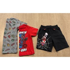 Marvel Toddler Boys 3 Pc Outfit Lot Spider-Man Tees Shorts Size 5 EUC
