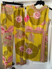 Vintage 70  s Mr. Dino Retro Floral Dress and Floral Pants Both Size 8
