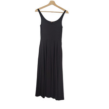 Quince Tencel Jersey Fit & Flare Dress Black Basic Sleeved XS