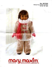 NIP!! MARY MAXIM WINTER FUN OUTFIT AND 18" DOLL CROCHET KIT