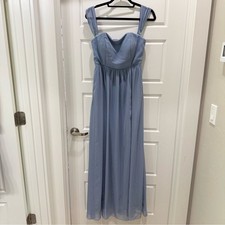 Birdy Grey French Blue Devin Chiffon Maxi Dress Bridesmaid Wedding Size Medium
