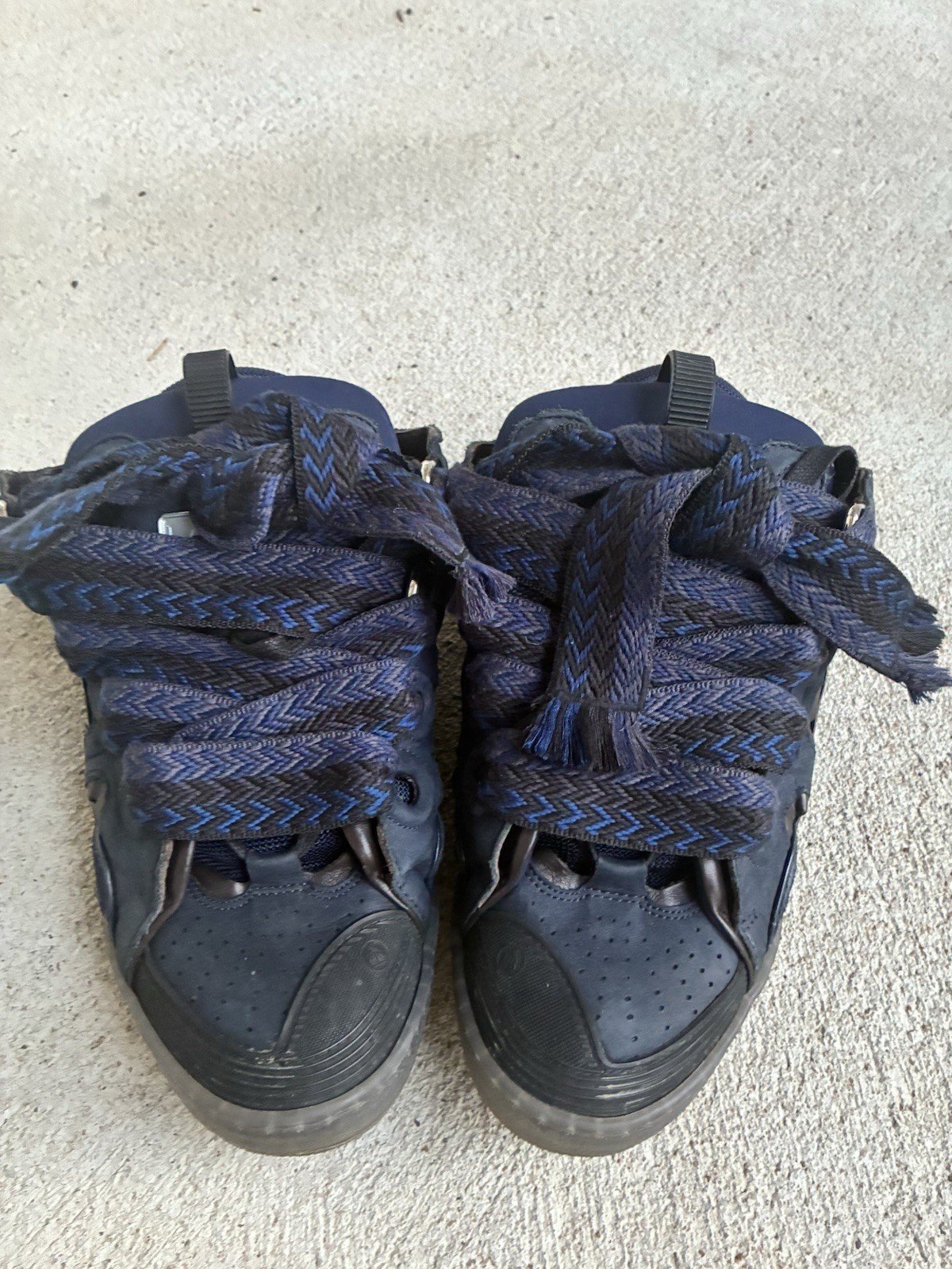 Lanvin Curb Dark Blue Suede Sneakers Size 42/9