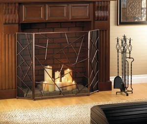 Modern Geometric Fireplace Screen Iron Metal Mesh Cover Ebay