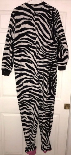 WOMENS NICK & NORA ZEBRA FLEECE BLANKET SLEEPER size SMALL SLIPPERS SO CUTE! - Picture 2 of 2