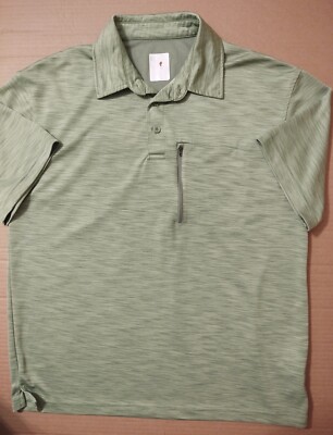 Red Head Mens Shirt Large Green Cotton Pull Over Short Sleeve Casual Vented Golf