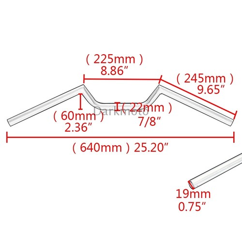 7/8" 22mm Motorcycle Handlebars Rising M Drag Handle Bar For Cafe Racer Cruiser - Picture 2 of 14