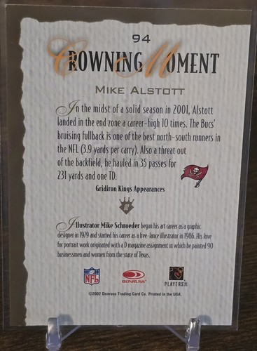 2002 Donruss Gridiron Kings - #94 Mike Alstott - Picture 2 of 2