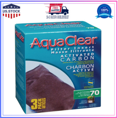 3-Pack Aqua Clear 70 Activated Carbon Inserts, Aquarium Filter Replacement Media