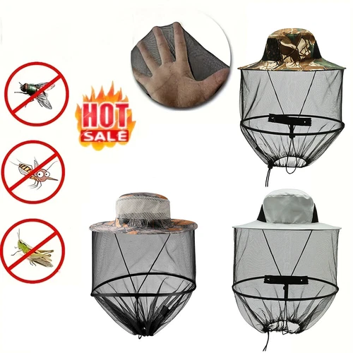 Mosquito Net Hat Bug Bee Insect Visible Veil Sun Cap Fishing Hiking Gardening 