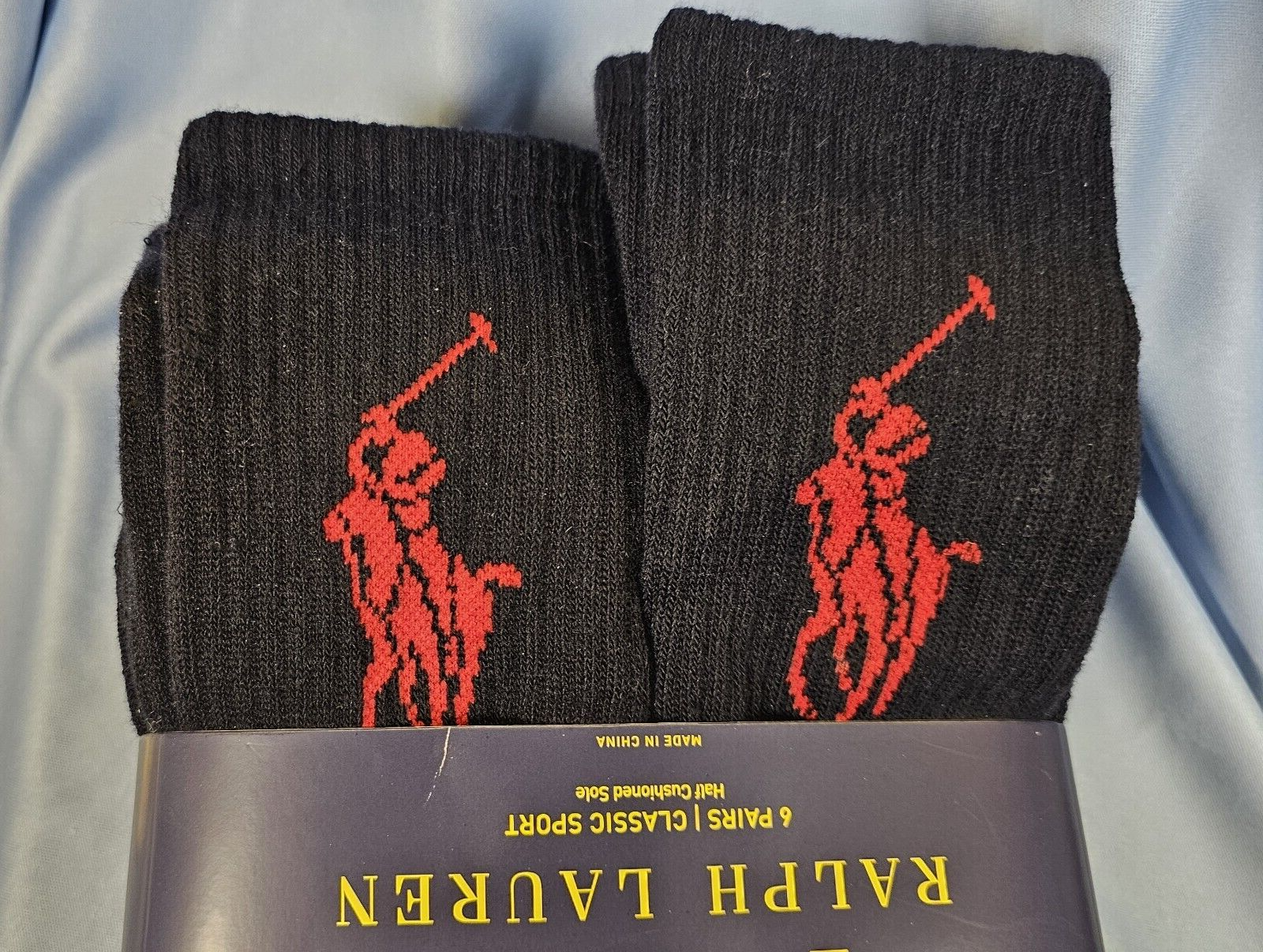 Calze sportive classiche Polo Ralph Lauren 6 Pr blu navy logo Big Pony SPEDIZIONE GRATUITA