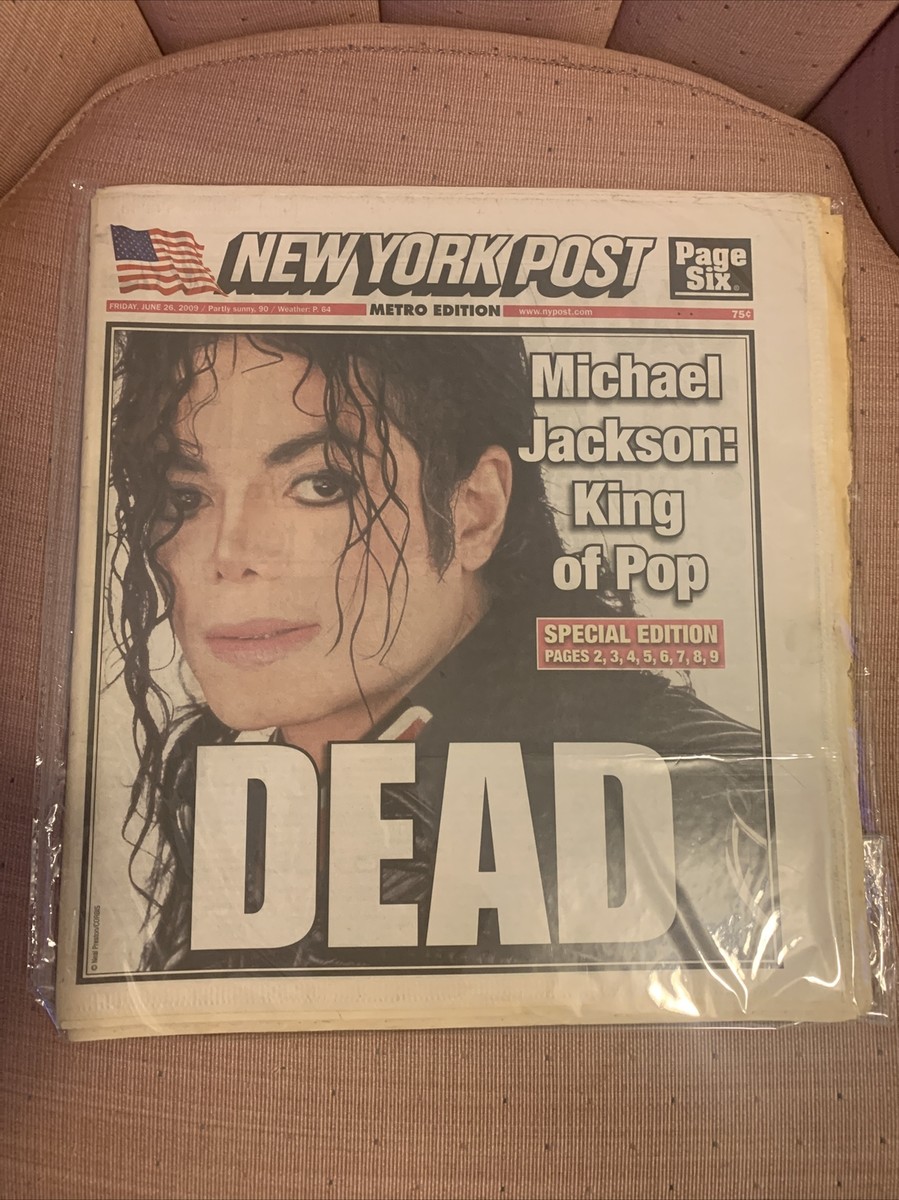 絶版　マイケル　ジャクソン　2009新聞 Michael Jackson New York Post June 26, 2009 King of Pop Dead
