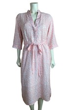 NEW Beau & Ro Every Dress Size S Floral Print Pink Belt Midi Button Sara Rossi