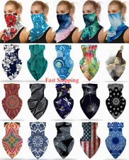 Face Mask Bandana Cover Neck Gaiter Snood Neckerchief Scarf Reusable w Loops Ear