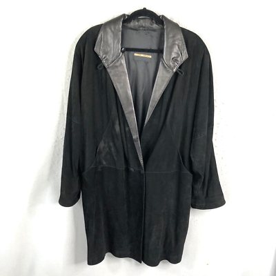 casini firenze italy製 本革 リバーシブルレザーコート Casini Firenze Leather Coat Womens Medium Black Italian Buttery