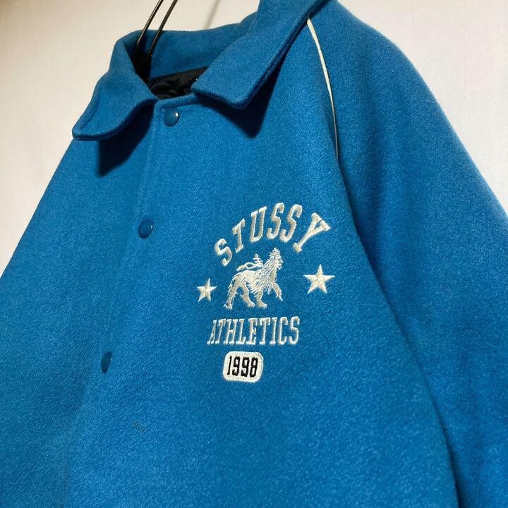 Stussy 90S 1998 USA Made Stadium Jacket Light Blue White Stussy 90S 1998 USA Made Stadium Jacket Light Blue White