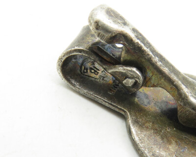 MEXICO 925 Sterling Silver Vintage Oxidized Etched Design Tie Clip