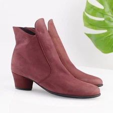 Arche Womens Musaca Boot Size 38 7 Dusty Red Nubuck Bootie Low Heel Latex Sole